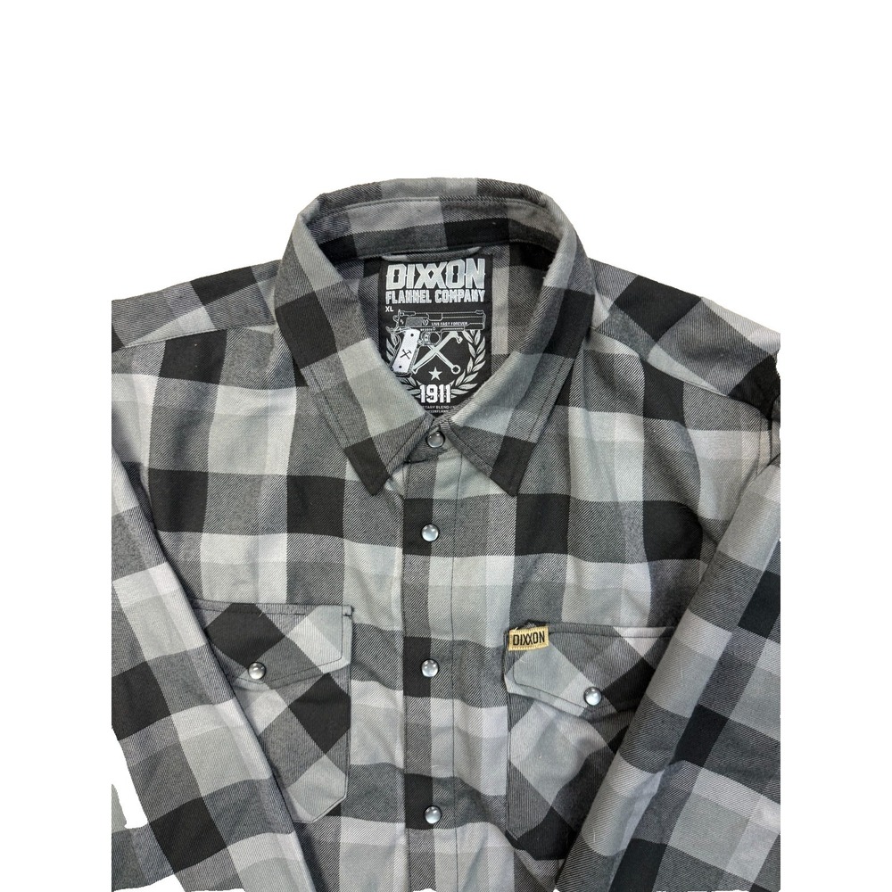 Dixxon Flannel Men's 1911 Long Sleeve Black Gray Flannel Shirt XL - Picture 3 of 4
